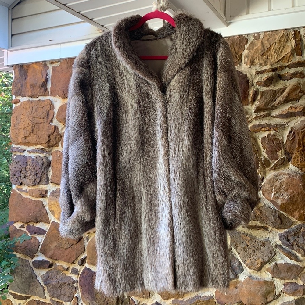 Genuine fox fur knees long L hand tailored